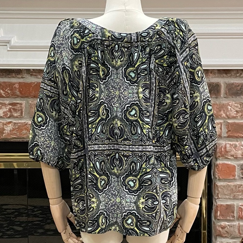 One World psychedelic abstract green and blue top / M / Excellent condit… - Picture 7 of 15